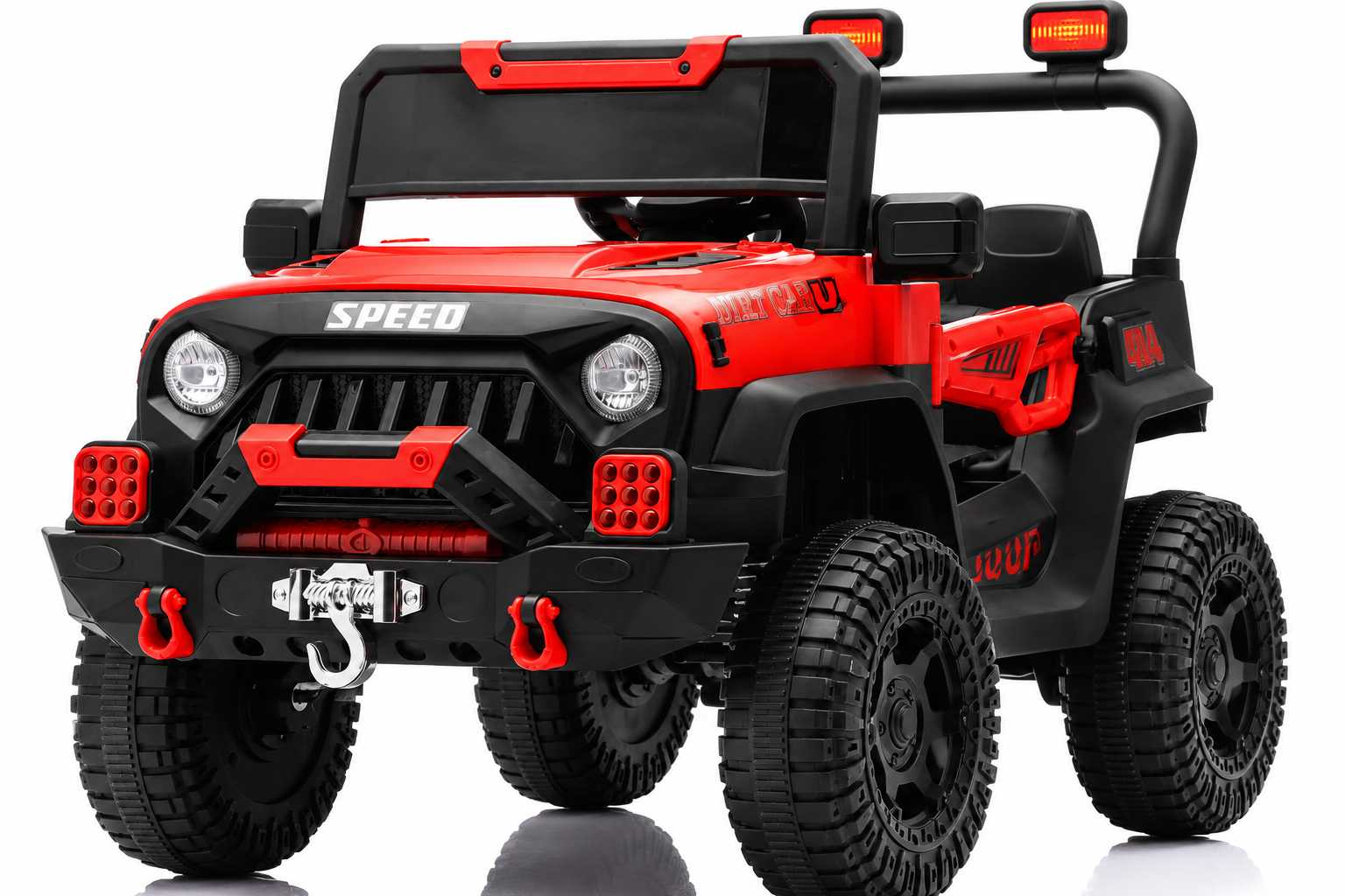 Masina electrica 4x4 pentru copii cu scaun dublu, roti EVA si design off-road - Rosu