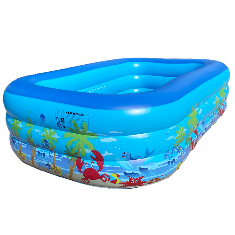 Piscina gonflabila pentru copii, dreptunghiulara cu podea moale - dimensiune 150 x 105 x 56 cm