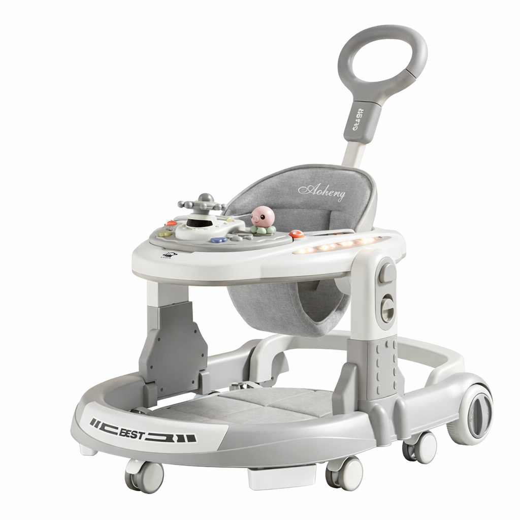 Premergator multifunctional pentru bebelusi cu maner si activitati interactive - Gri