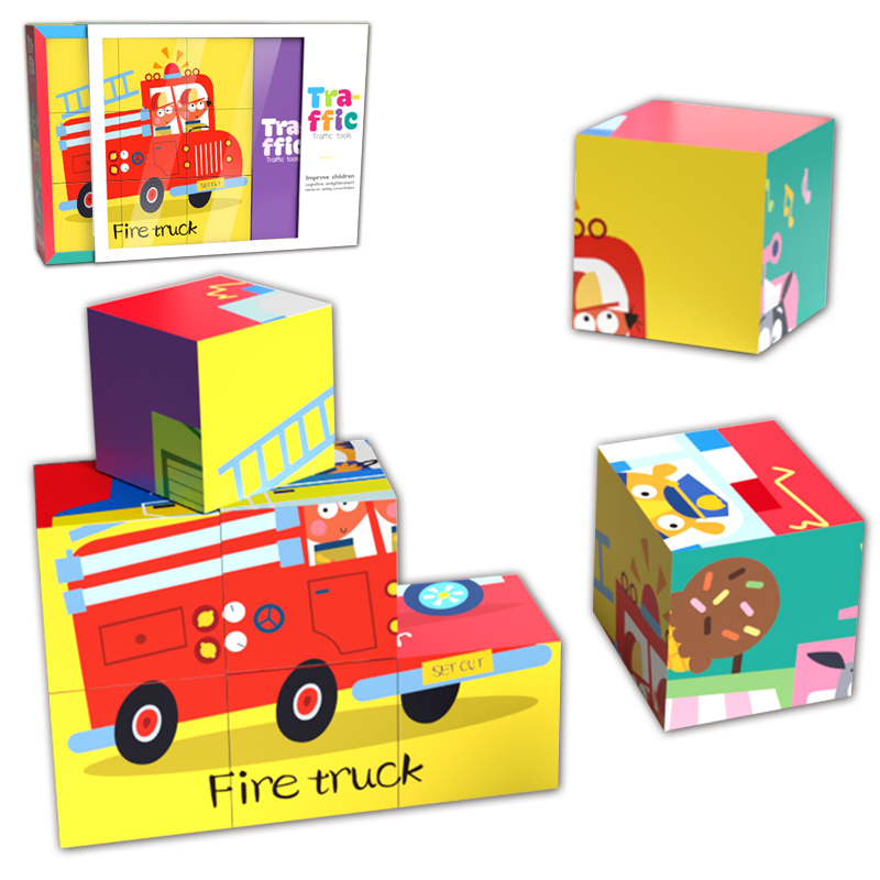 Puzzle educativ 6-in-1,, trafic - 9 piese multicolore