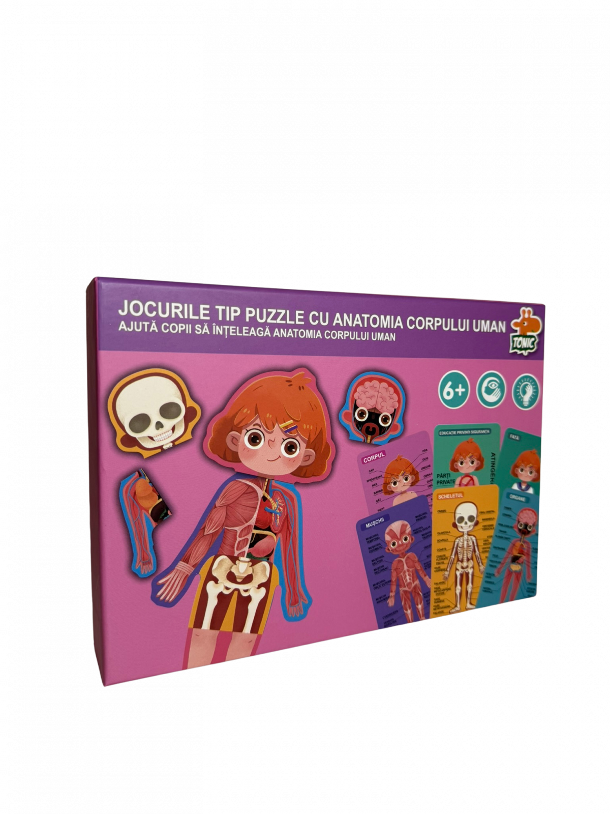 Puzzle educativ din lemn - Anatomia corpului uman pentru copii - Baiat Fata Fata
