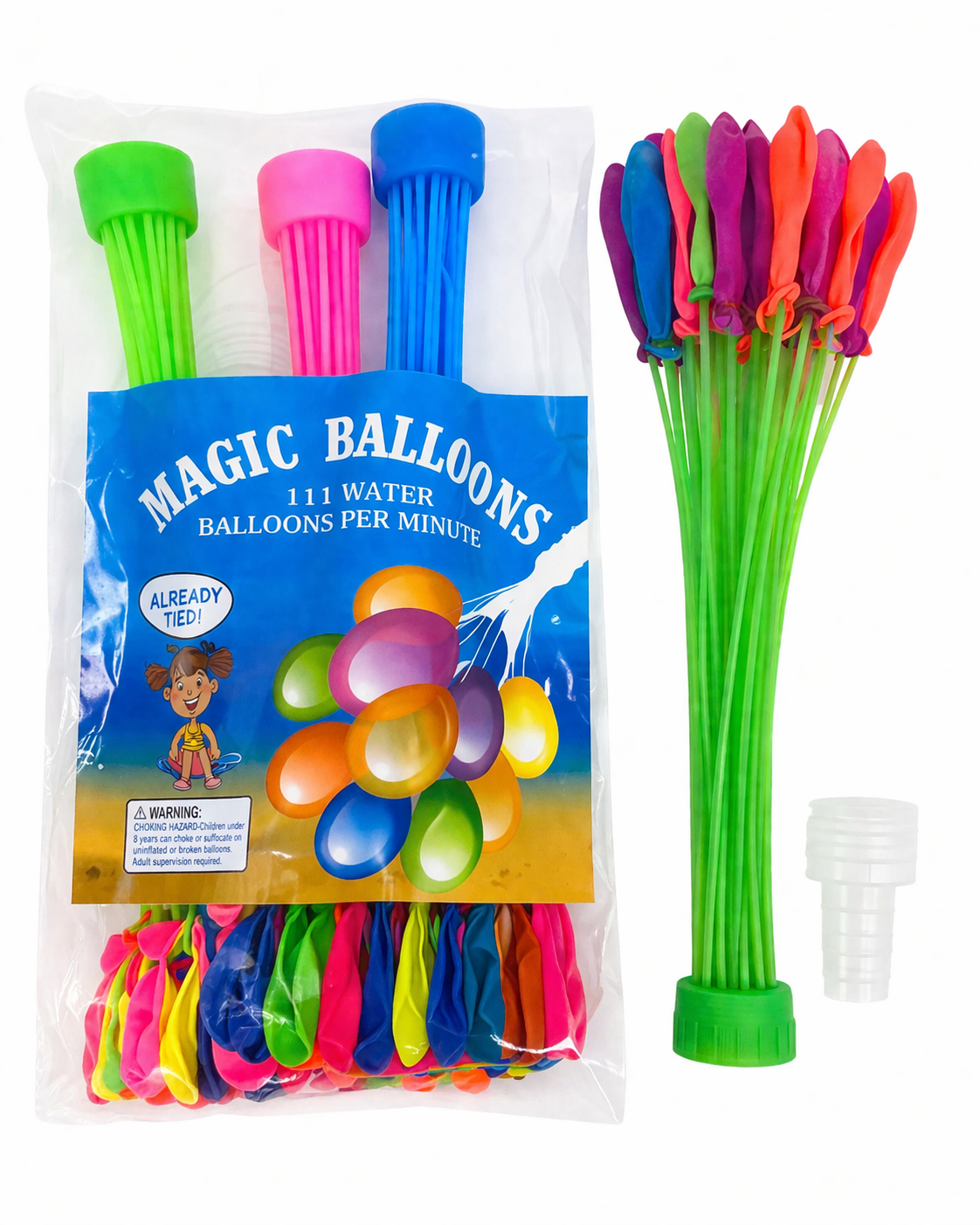 Set baloane apa cu umplere rapida si conectare la furtun - multicolor