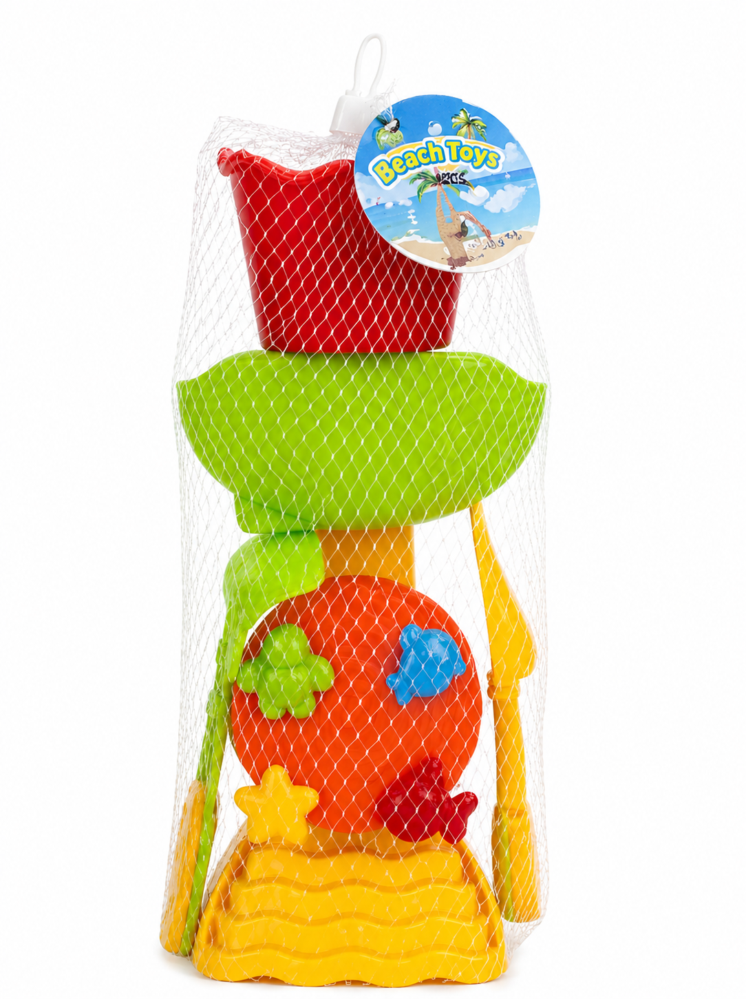 Set jucarii de plaja cu roata de apa si accesorii - 6 piese colorate pentru nisip