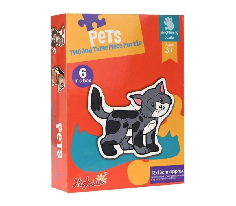 Set puzzle educativ 6 in 1 cu piese mari - animale
