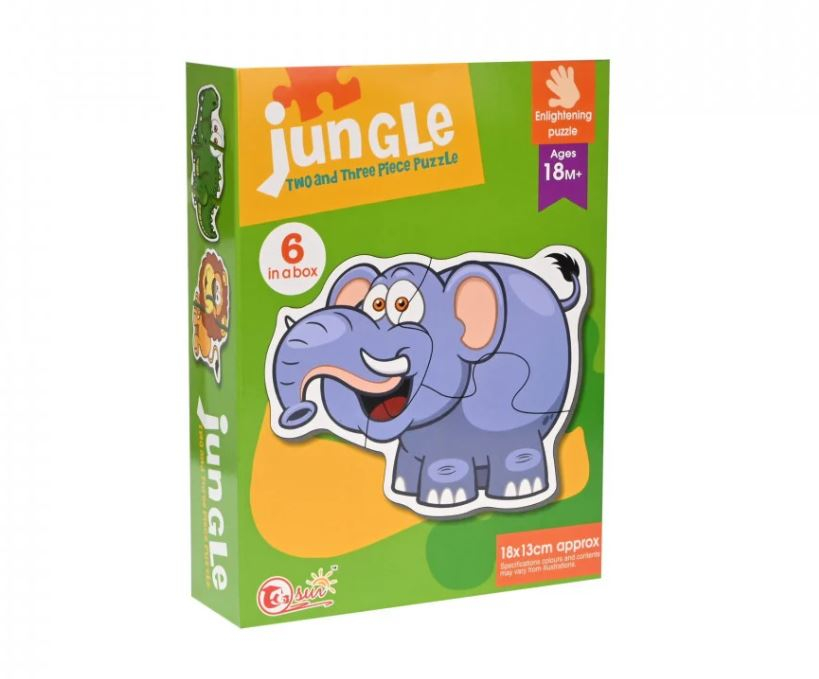 Set puzzle educativ 6 in 1 cu piese mari - animale din jungla