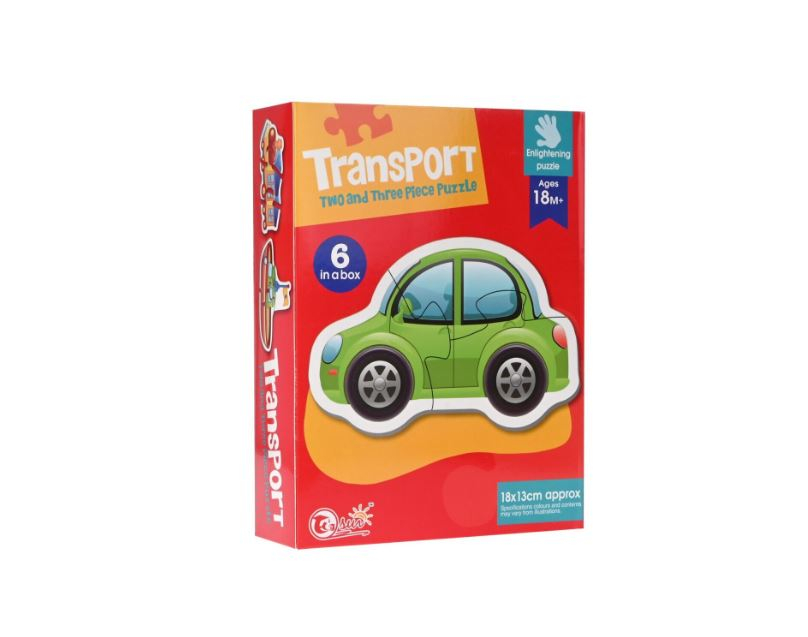 Set puzzle educativ 6 in 1 cu piese mari - mijloace de transport