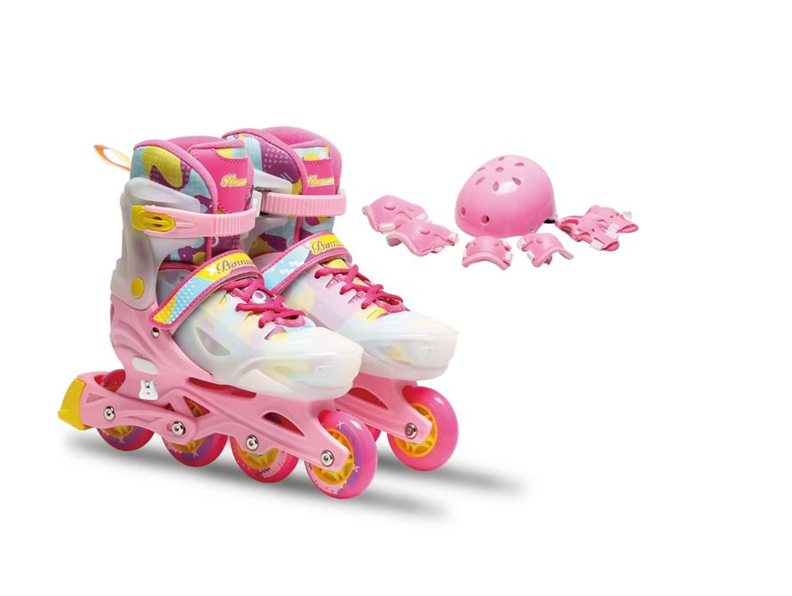 Set role reglabile pentru copii cu roti luminoase - Roz