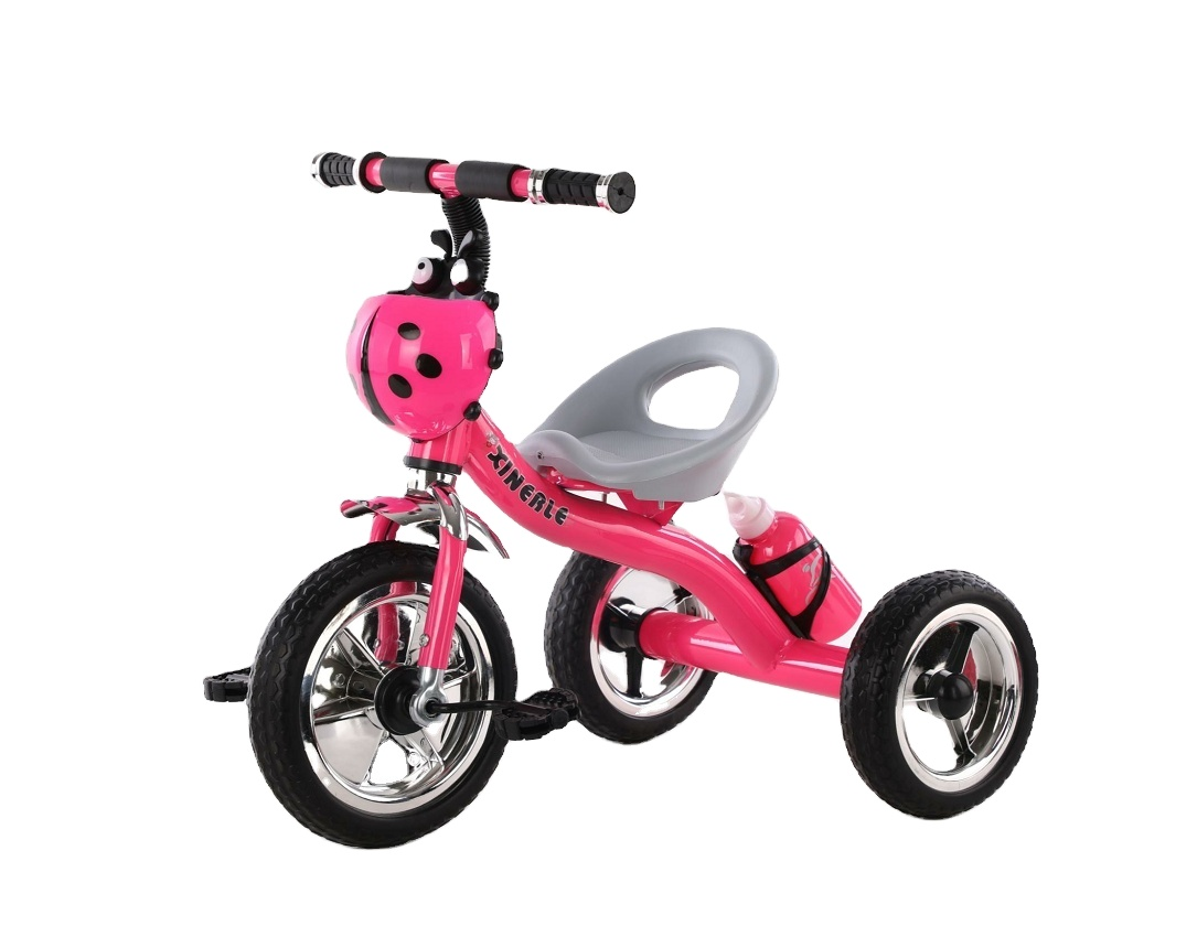 Tricicleta pentru copii cu cosulet - Model buburuza roz
