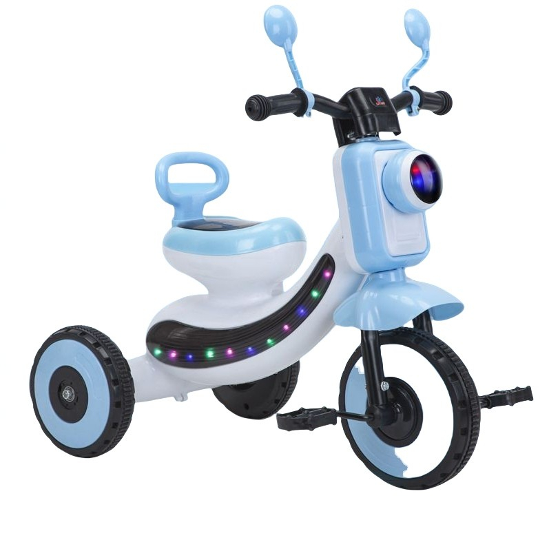 Tricicleta interactiva pentru copii cu lumini LED si muzica - Albastru