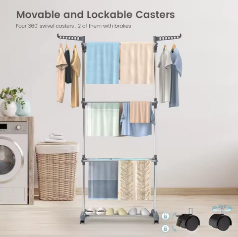 Suport de uscare rufe tip stand, 3 straturi, pliabil [2]