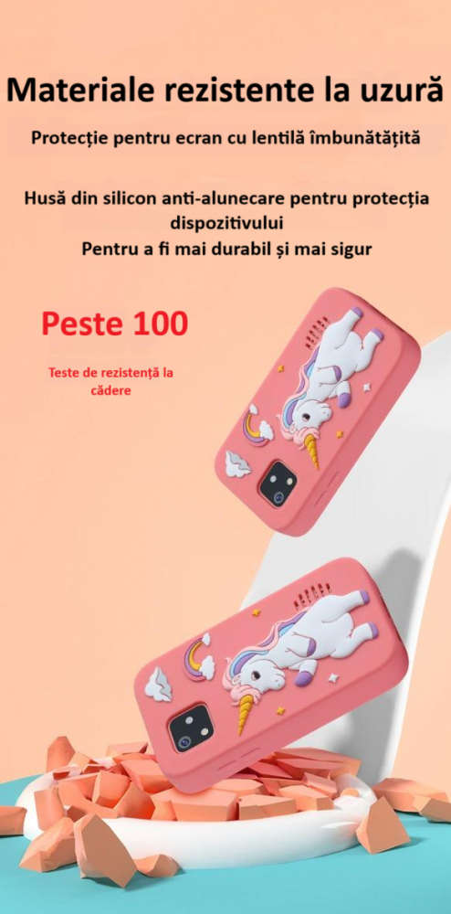 Telefon inteligent pentru copii, 2.8 inch IPS, husa de silicon anti-alunecare, jocuri, inregistrare si fotografiere HD 1080P, video, muzica, alarma, calculator, lanterna, educational, roz [9]