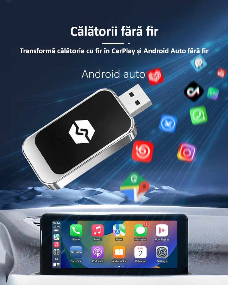 Adaptor wireless CarPlay & Android Auto 2-in-1 Q1BZ , compatibil cu Apple iOS 10+ si Android 11+, WiFi 5GHz, Plug-and-Play, compact si usor, transmisie stabila, conexiune Bluetooth, negru [7]