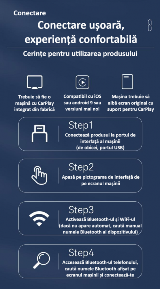 Adaptor wireless CarPlay & Android Auto 2-in-1 Q1BZ , compatibil cu Apple iOS 10+ si Android 11+, WiFi 5GHz, Plug-and-Play, compact si usor, transmisie stabila, conexiune Bluetooth, negru [9]