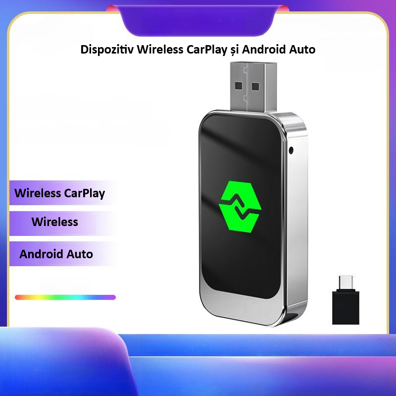 Adaptor wireless CarPlay & Android Auto 2-in-1 Q1BZ , compatibil cu Apple iOS 10+ si Android 11+, WiFi 5GHz, Plug-and-Play, compact si usor, transmisie stabila, conexiune Bluetooth, negru [3]