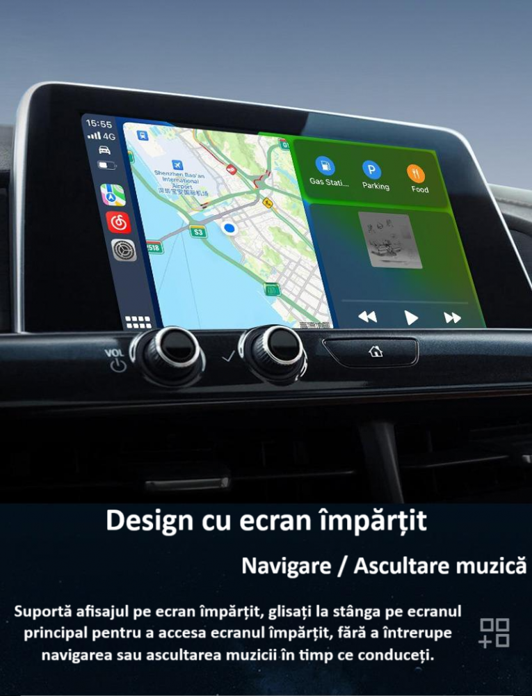Adaptor wireless CarPlay & Android Auto 2-in-1 Q1J, compatibil cu Apple iOS 10+ si Android 11+, WiFi 5GHz, Plug-and-Play, compact si usor, transmisie stabila, conexiune Bluetooth, negru [9]