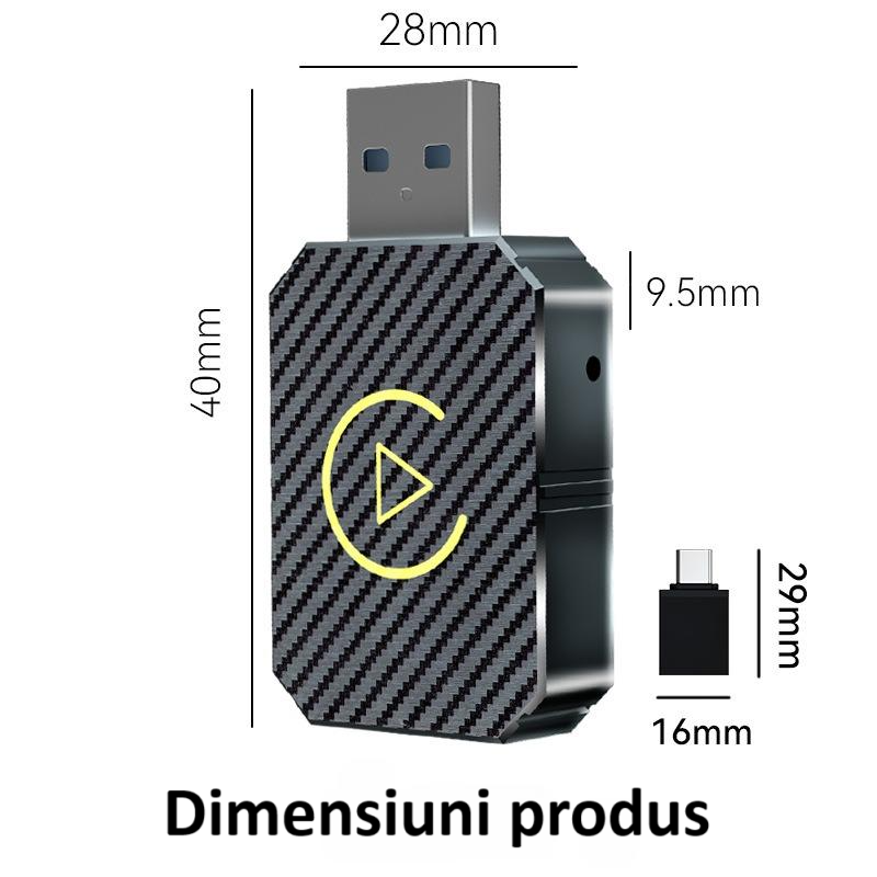 Adaptor wireless CarPlay & Android Auto 2-in-1 Q1M, compatibil cu Apple iOS 10+ si Android 11+, WiFi 5GHz, Plug-and-Play, compact si usor, transmisie stabila, conexiune Bluetooth, gri carbon [3]