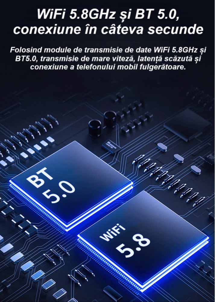 Adaptor wireless CarPlay & Android Auto 2-in-1 KM3, compatibil cu Apple iOS 10+ si Android 11+, WiFi 5GHz, Plug-and-Play, compact si usor, transmisie stabila, conexiune Bluetooth, negru [11]