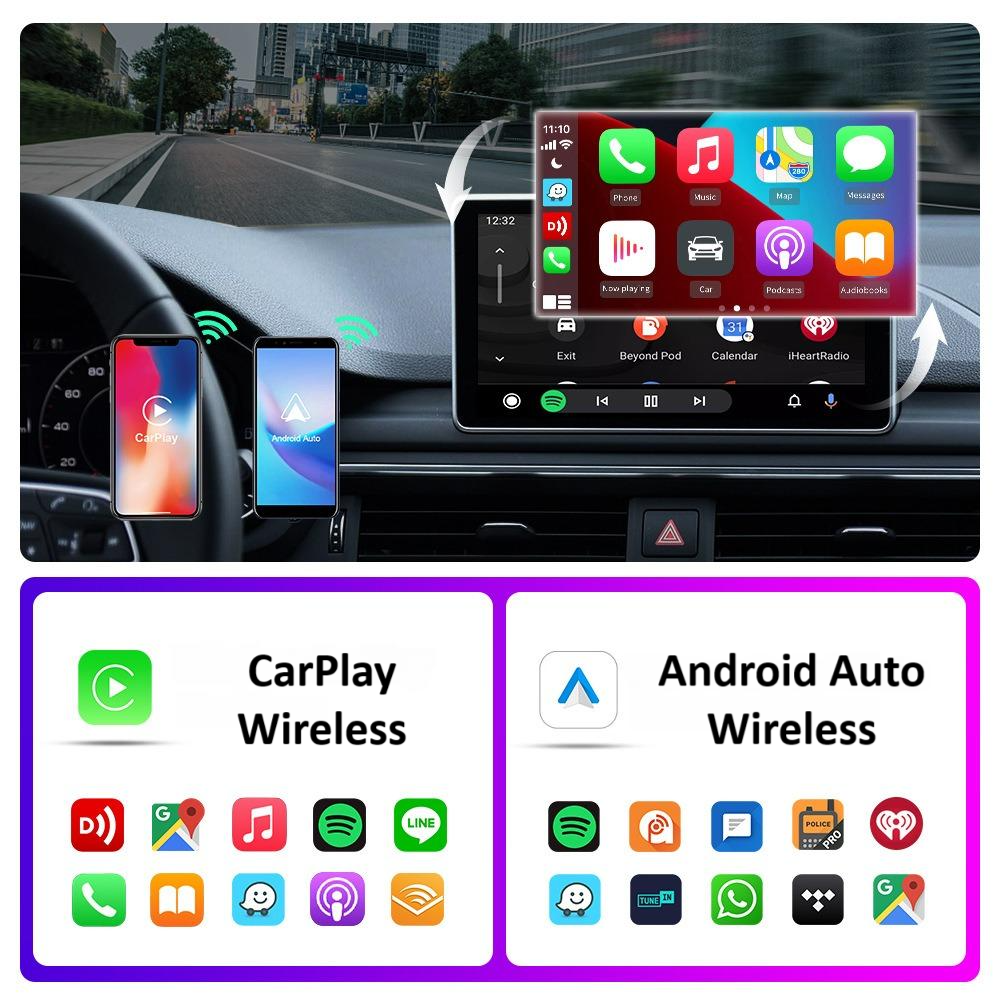 Adaptor wireless CarPlay & Android Auto 2-in-1 C11, compatibil cu Apple iOS 10+ si Android 11+, WiFi 5GHz, Plug-and-Play, compact si usor, transmisie stabila, conexiune Bluetooth, negru [11]
