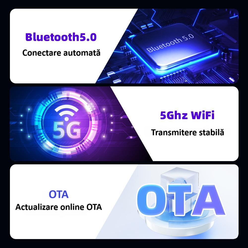 Adaptor wireless CarPlay & Android Auto 2-in-1 C11, compatibil cu Apple iOS 10+ si Android 11+, WiFi 5GHz, Plug-and-Play, compact si usor, transmisie stabila, conexiune Bluetooth, negru [13]