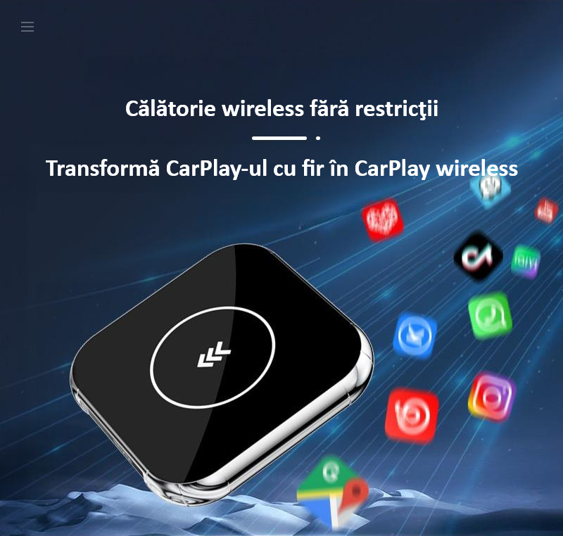 Adaptor wireless CarPlay & Android Auto 2-in-1 Q1BM, compatibil cu Apple iOS 10+ si Android 11+, WiFi 5GHz, Plug-and-Play, compact si usor, transmisie stabila, conexiune Bluetooth, negru [9]