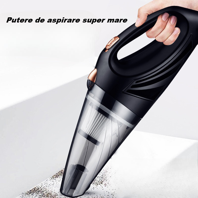 Aspirator auto portabil, functie de aspirare umeda si uscata, filtru HEPA, 30.000 rot/min, 3500Pa, putere 90W, accesorii incluse, capacitate recipient praf 0.5L, negru [3]