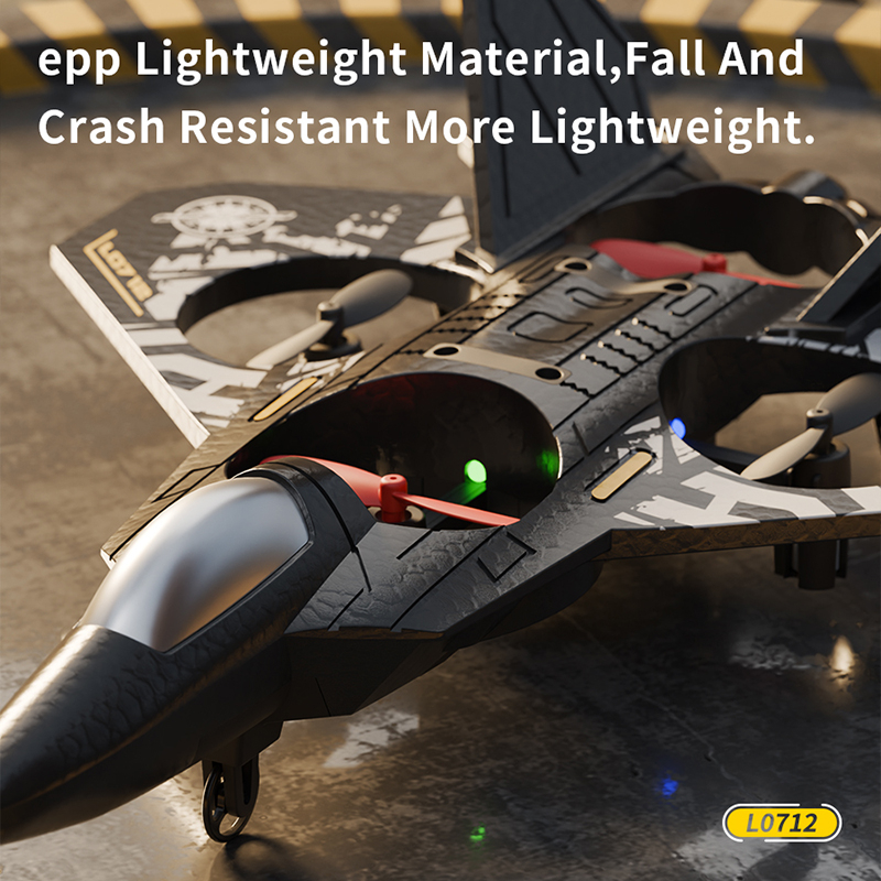 Avion RC cu telecomanda ZYTEQ®️L0712, planor din spuma cu inaltime fixa, jucarie quadcopeter, gri-auriu [8]