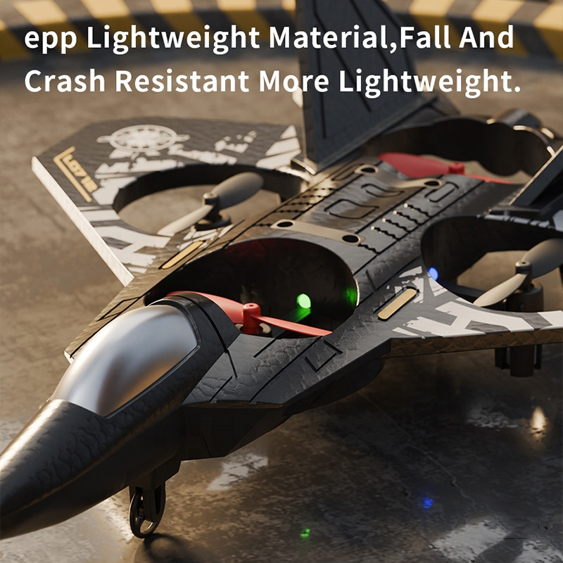 Avion RC cu telecomanda ZYTEQ®️L0712, planor din spuma cu inaltime fixa, jucarie quadcopeter, gri-auriu [5]