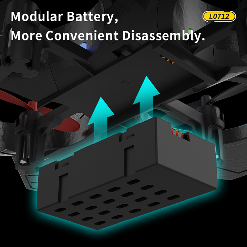 Avion RC cu telecomanda ZYTEQ®️L0712, planor din spuma cu inaltime fixa, jucarie quadcopeter, negru-albastru [6]