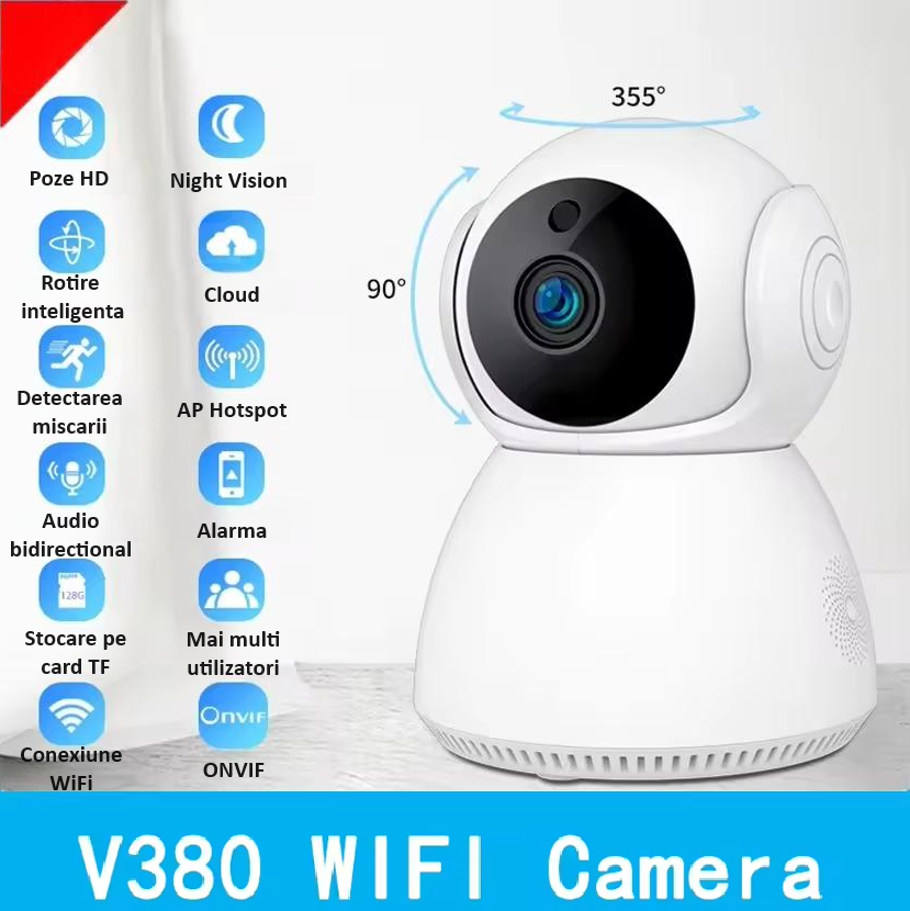 Baby monitor, wireless, monitorizare video audio bebelusi, vedere nocturna avansata, audio-video, sunet bidirectional clar, panoramare si inclinare, stocare card TF sau cloud, senzor de miscare, alb [3]