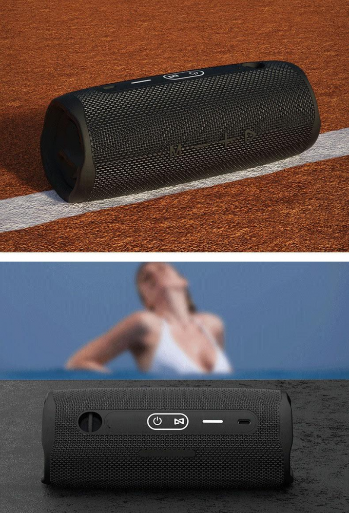 Boxa portabila Bluetooth, Wireless, cu rezistenta la apa, fara fir, sunet puternic si clar, design modern, hands-free, suport radio FM, USB/SD/TF card, Aux-in, compatibilitate universala, neagra [10]