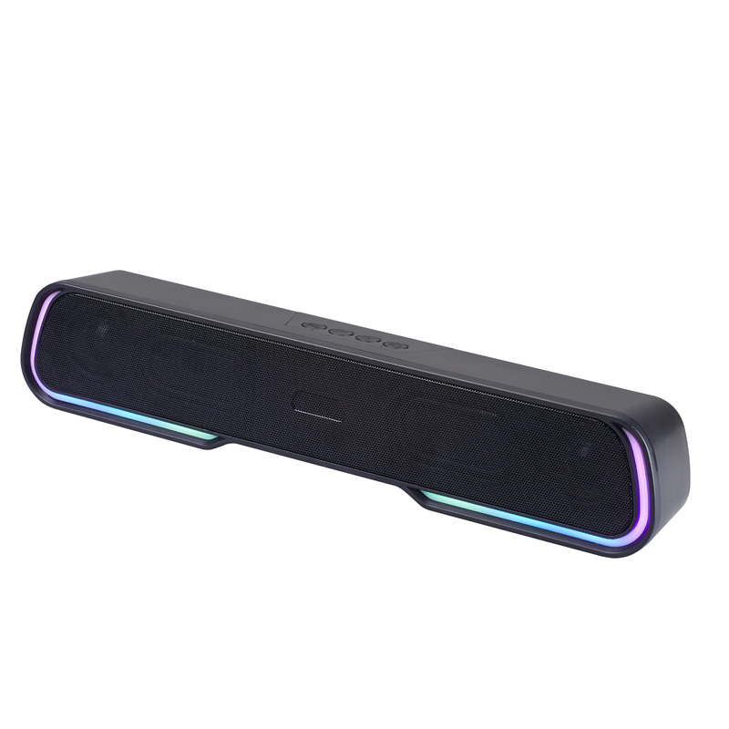 Boxa portabila - Soundbar ZYTEQ®, Bluetooth 5.0, cu lumini RGB, sunet stereo, micro soundbar pentru birou si exterior, portabil, negru [8]