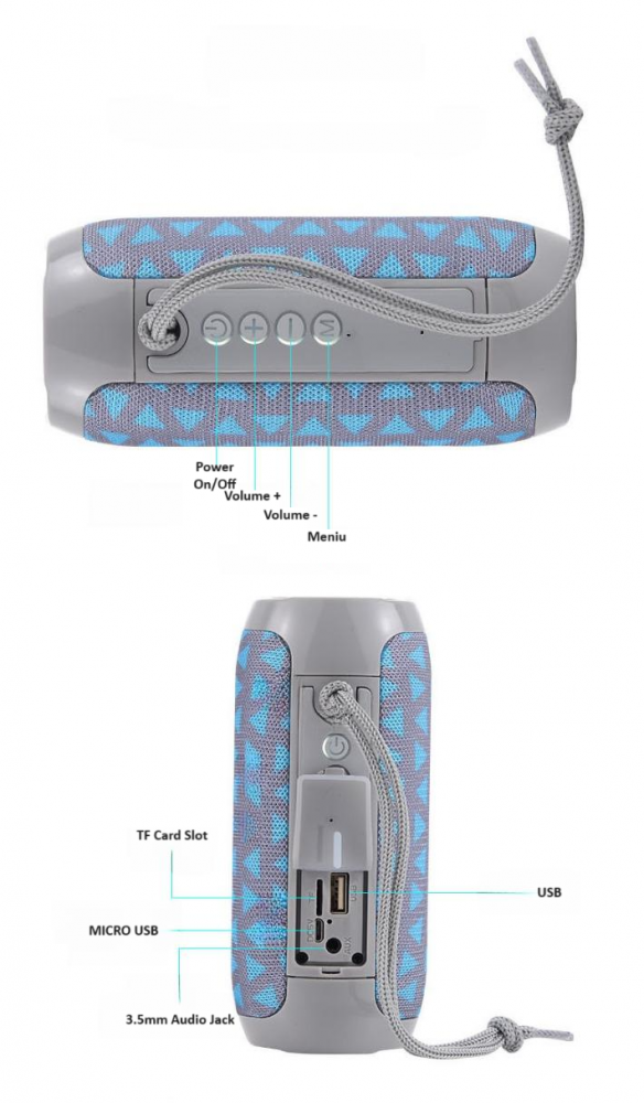 Boxa portabila ZYTEQ®️, difuzor Bluetooth cu LED, wireless, impermeabila, cu ventuza pentru baie, rezistenta la apa IPX4, Bluetooth 5.0, albastra [4]