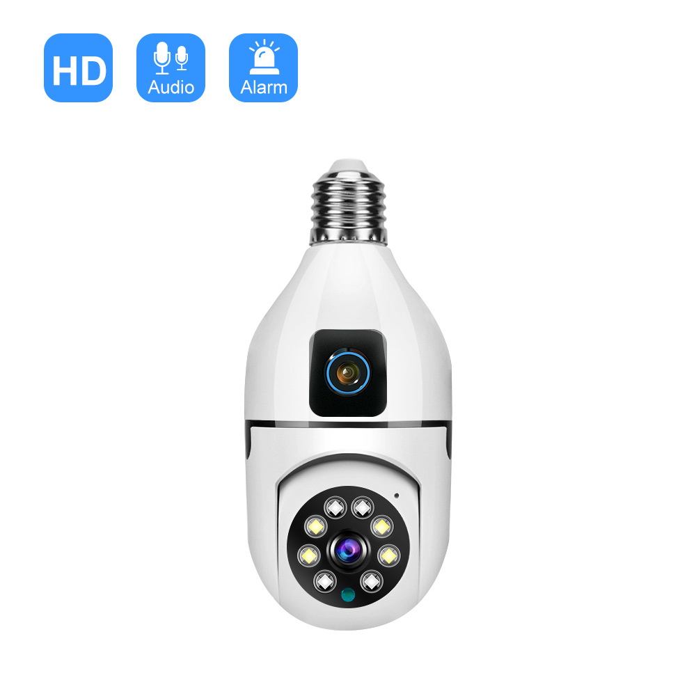 Camera de supraveghere duala Full HD 1080P, WiFi bulb PTZ dual-lens, panoramica, wireless, E27, rotatie 360°, senzor de miscare, leduri, lumina, infrarosu, aplicatie telefon, viziune nocturna, alba [2]