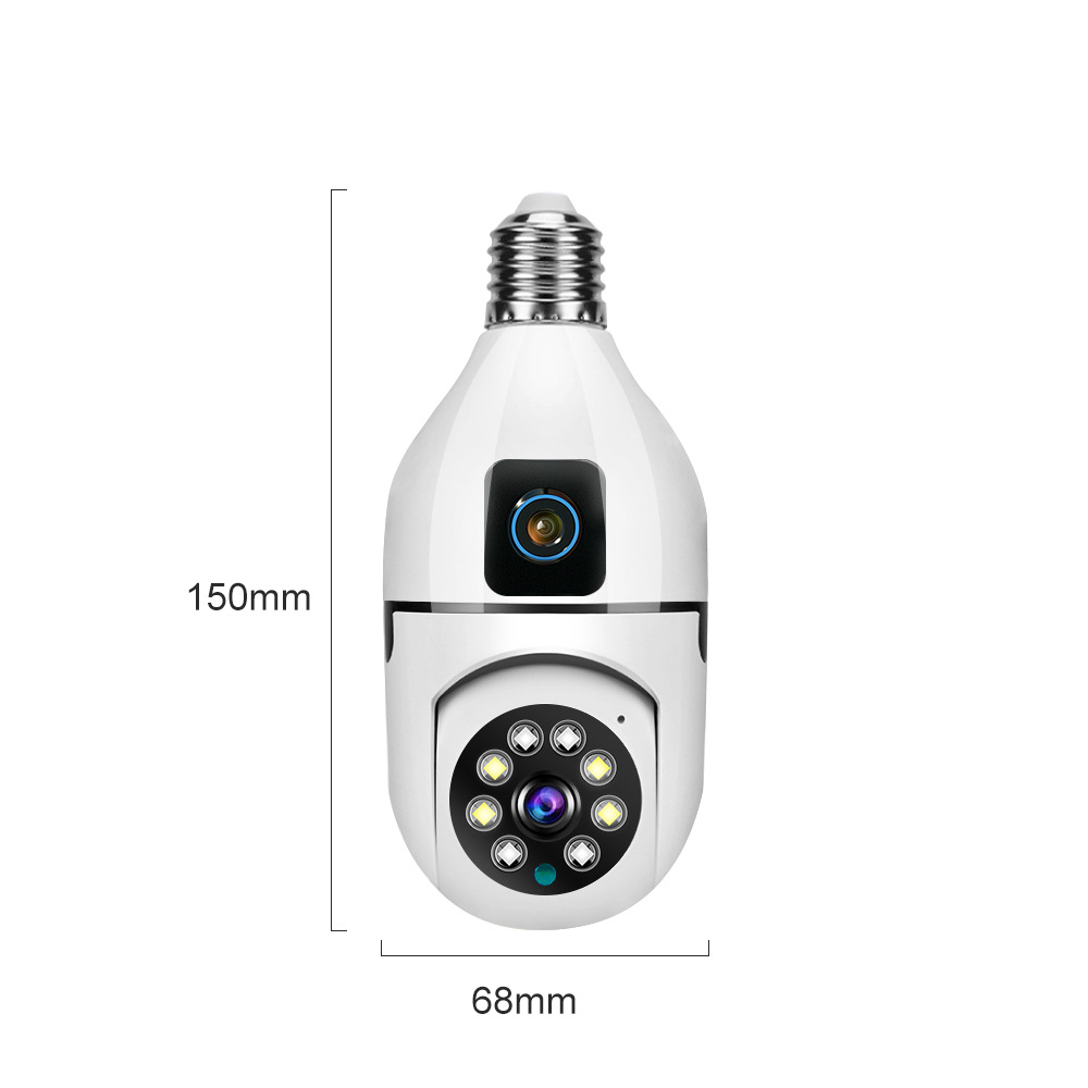 Camera de supraveghere duala Full HD 1080P, WiFi bulb PTZ dual-lens, panoramica, wireless, E27, rotatie 360°, senzor de miscare, leduri, lumina, infrarosu, aplicatie telefon, viziune nocturna, alba [4]