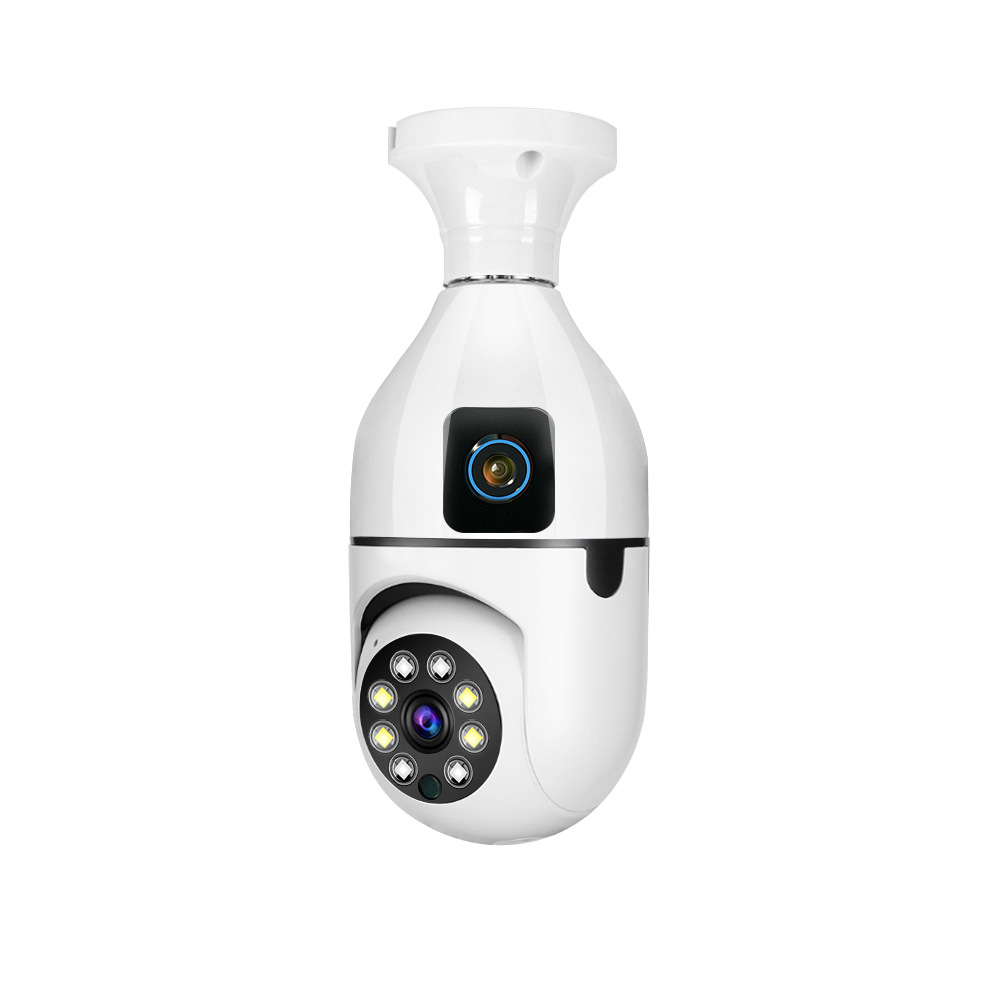 Camera de supraveghere duala Full HD 1080P, WiFi bulb PTZ dual-lens, panoramica, wireless, E27, rotatie 360°, senzor de miscare, leduri, lumina, infrarosu, aplicatie telefon, viziune nocturna, alba [5]