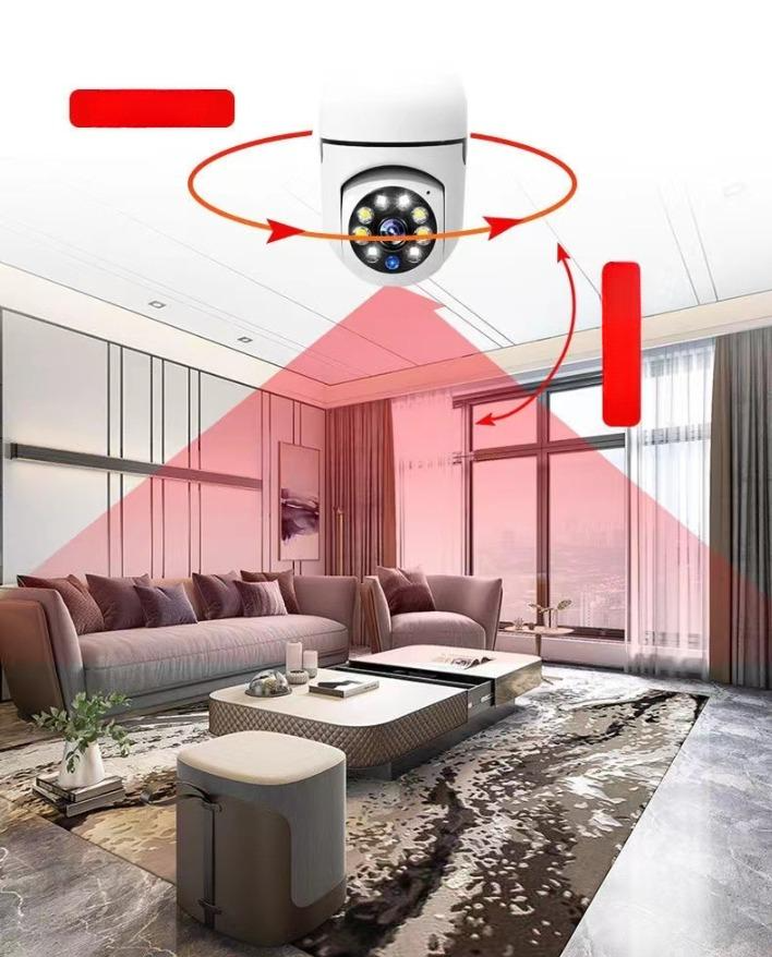 Camera de supraveghere Full HD 1080P 2.4G/5G WiFi PTZ E27, wireless, 4x zoom digital, rotatie 360°, senzor de miscare, aplicatie telefon, viziune nocturna, comunicare bidirectionala, alba [3]
