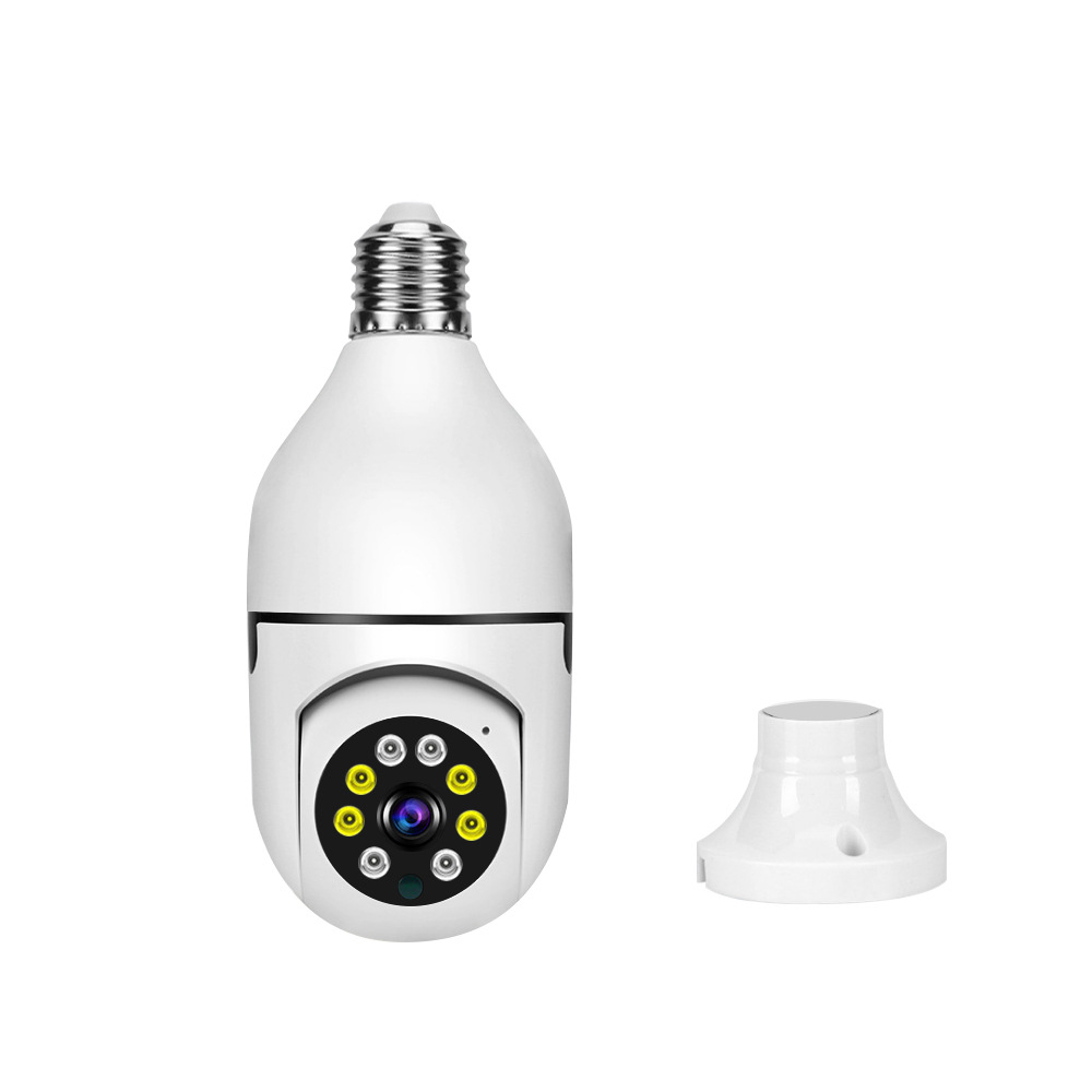 Camera de supraveghere Full HD 1080P 2.4G/5G WiFi PTZ E27, wireless, 4x zoom digital, rotatie 360°, senzor de miscare, aplicatie telefon, viziune nocturna, comunicare bidirectionala, alba [1]