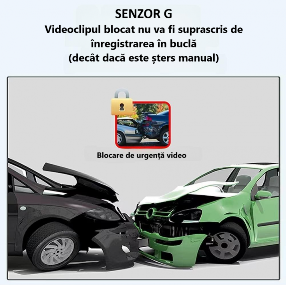 Camera video de bord auto Full HD 1080P, 4 lentile, WIFI, ecran IPS de 3 inch, G-sensor, inregistrare in bucla, Night Vision, WDR, detectare miscare, protejeaza fisierele in caz de accident, neagra [6]