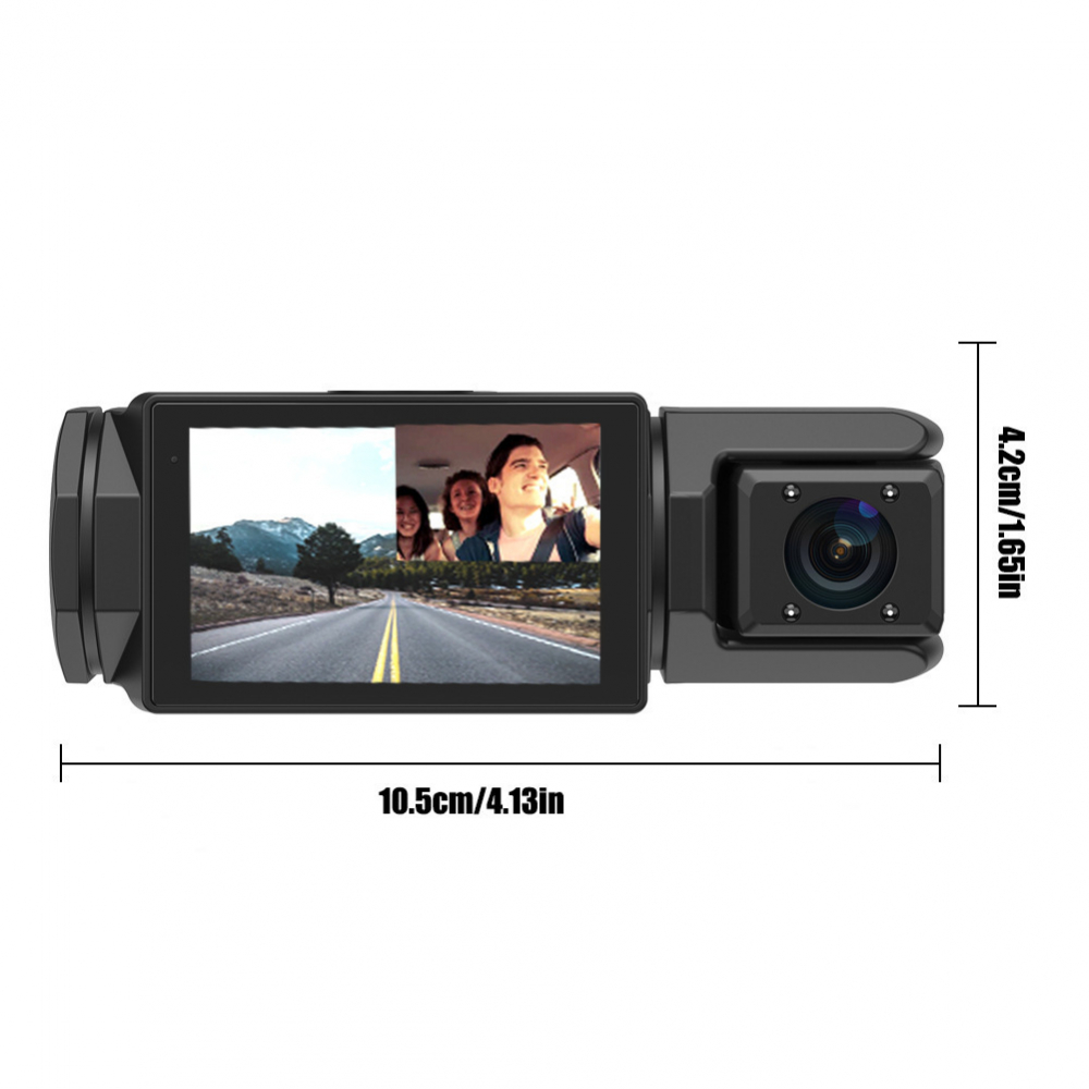 Camera video de bord auto S2 Full HD 1080P, WDR, 150°, 3 lentile, Wi-Fi, ecran IPS de 2 inch, filmare zi si noapte, inregistrare in bucla, Night Vision, detectare miscare, parcare asistata, neagra [18]