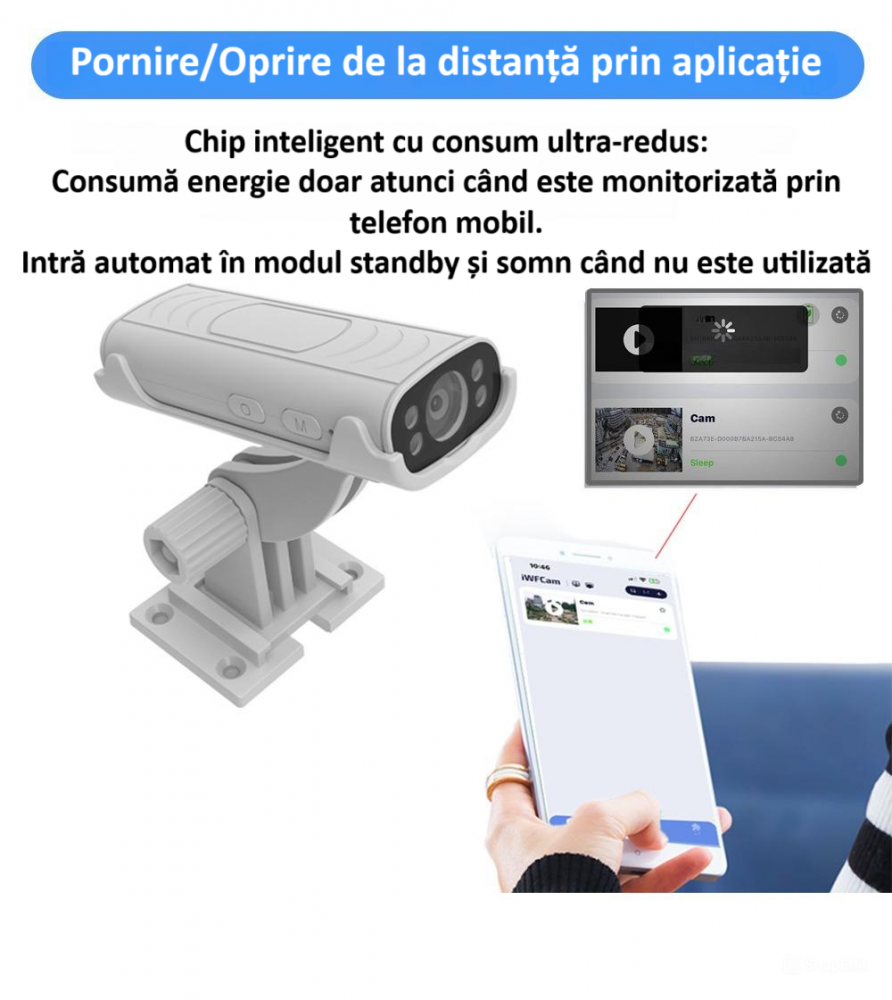 Camera wireless de supraveghere HD mini smart, 1080P, interior/exterior, viziune nocturna IR, detectare miscare, unghi larg, conexiune mobila, hotspot video integrat, consum de energie redus, neagra [17]