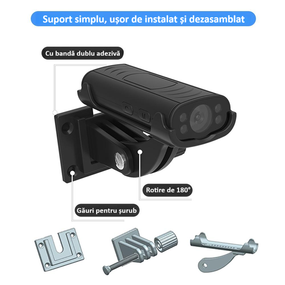 Camera wireless de supraveghere HD mini smart, 1080P, interior/exterior, viziune nocturna IR, detectare miscare, unghi larg, conexiune mobila, hotspot video integrat, consum de energie redus, alba [4]