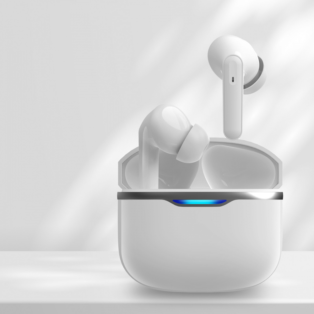 Casti wireless Bluetooth B26, audio, in ear, fara fir, casti Bluetooth 5.3, autonomie 24h, control tactil/smart touch, rezistente la apa IPX4, compatibilitate universala, iOS, Android, albe [2]
