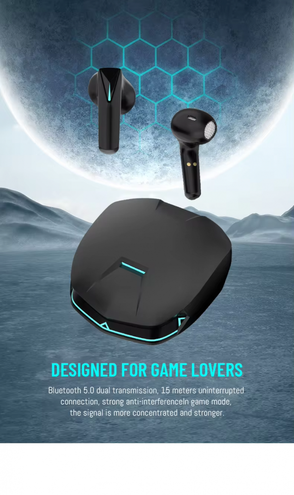 Casti wireless earbuds Bluetooth cu anulare a zgomotului, TWS, in ear, control vocal, sunet Hi-Fi stereo, latenta mica de 30 ms, rezistente la apa, design ergonomic si confortabil, negre [9]