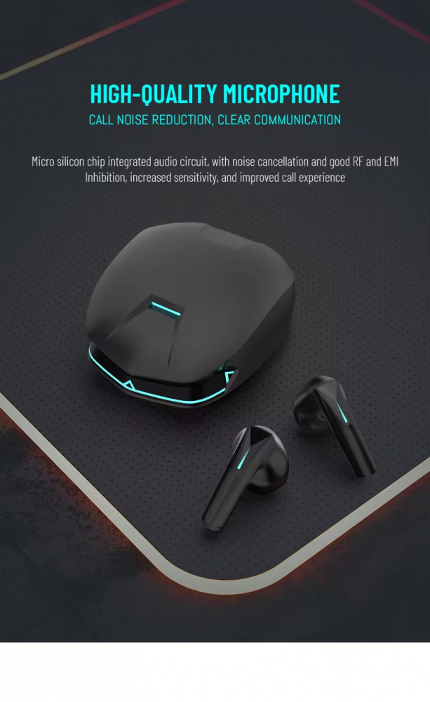 Casti wireless earbuds Bluetooth cu anulare a zgomotului, TWS, in ear, control vocal, sunet Hi-Fi stereo, latenta mica de 30 ms, rezistente la apa, design ergonomic si confortabil, negre [6]