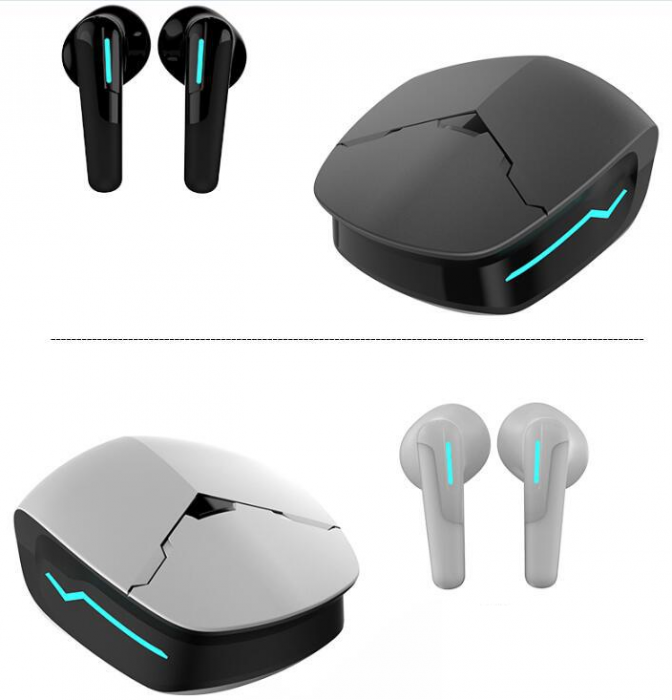 Casti wireless earbuds Bluetooth cu anulare activa a zgomotului, TWS, in-ear, control vocal, Bluetooth, sunet Hi-Fi, latenta de 40 ms, rezistente la apa, design ergonomic si confortabil, negre [16]