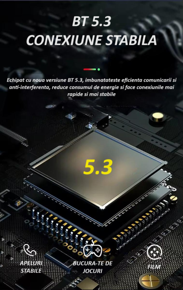 Casti ZYTEQ® TWS Wireless, ANC, Bluetooth 5.3, In-Ear, Microfon, Rezistente la Apa, Negre [10]