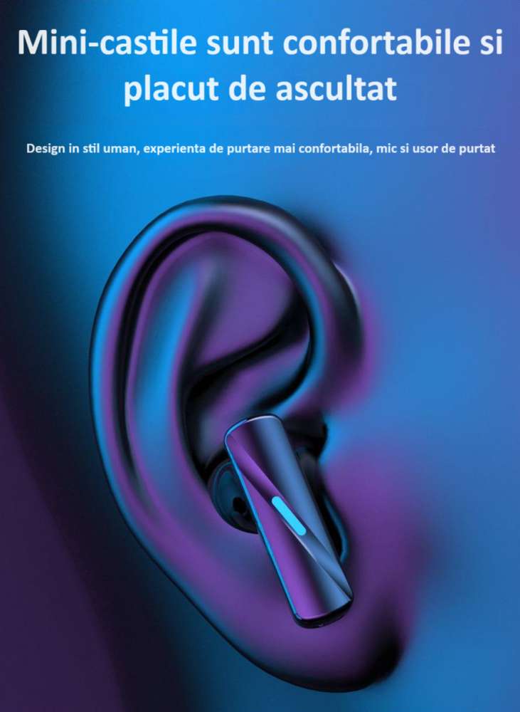 Casti Wireless ZYTEQ® Bluetooth 5.3, ANC, TWS In-Ear, Afisaj Digital, Microfon, Control Touch, Rezistente la Apa, Compatibile Universal, Albe [7]