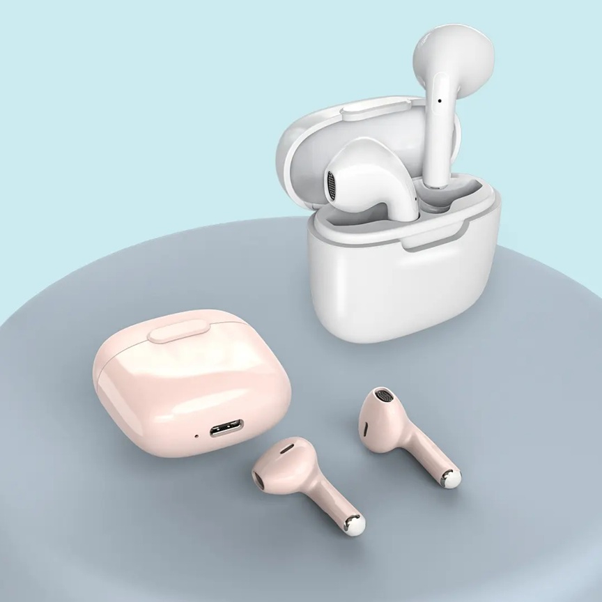 Casti wireless Bluetooth B21, audio, in ear, fara fir, casti Bluetooth 5.3, autonomie 24h, control tactil/smart touch, rezistente la apa IPX4, compatibilitate universala, iOS, Android, albe [6]