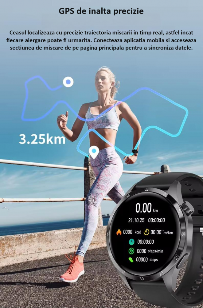 Ceas Smartwatch GT4 PRO+, Sport, Apel bluetooth, Rezistent la apa, Ecran 1.53", Monitorizare activitati fizice, somn, ritm cardiac, pedometru, Incarcare Wireless, Unisex, Android, IOS, negru [9]