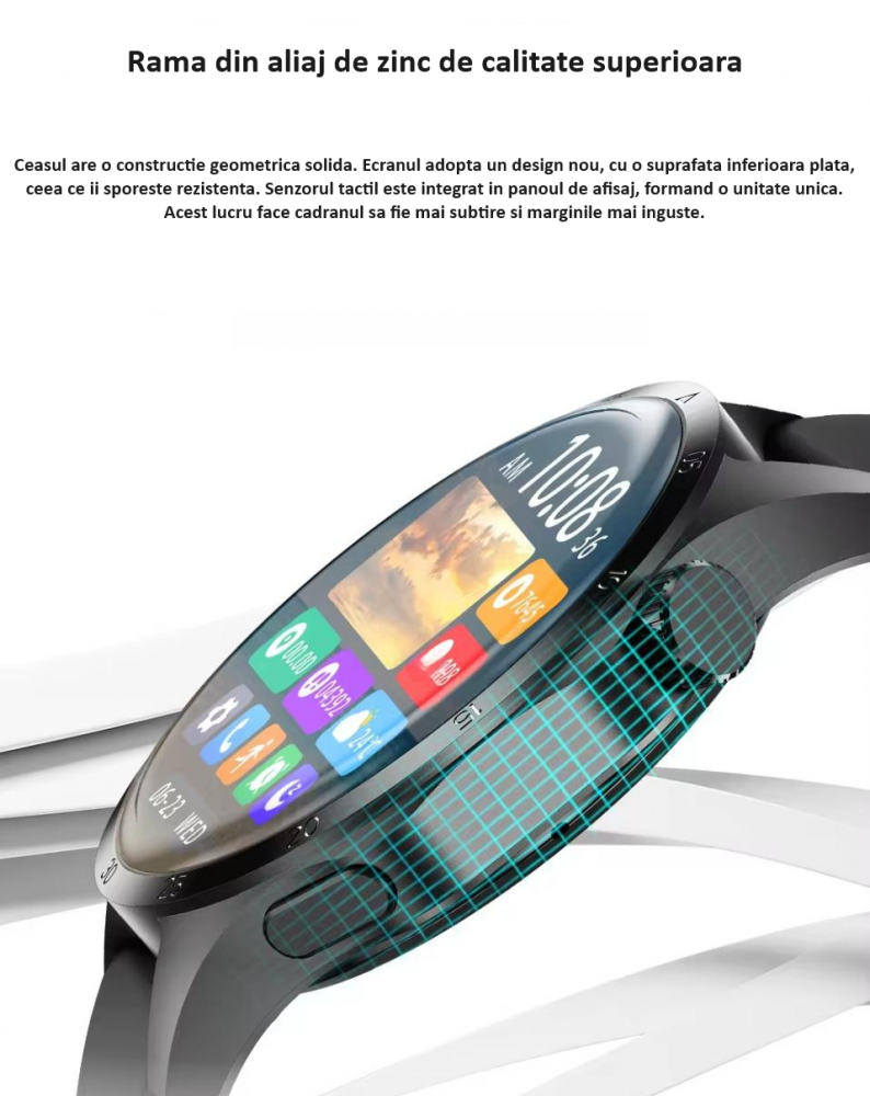 Ceas Smartwatch GT4 PRO+, Sport, Apel bluetooth, Rezistent la apa, Ecran 1.53", Monitorizare activitati fizice, somn, ritm cardiac, pedometru, Incarcare Wireless, Unisex, Android, IOS, negru [6]
